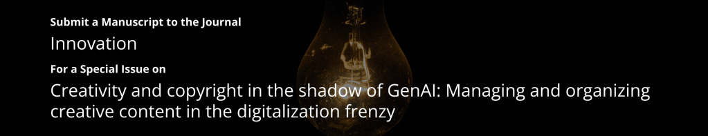Picture of the Webpage promoting the call for paper for the special issue on Creativity and copyright in the shadow of GenAI